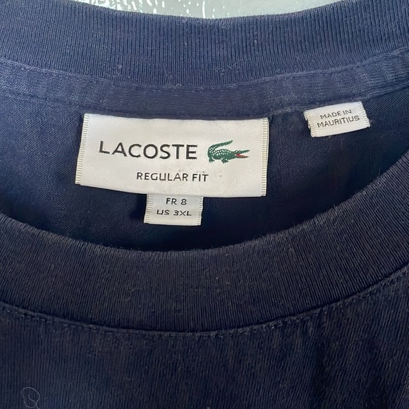 Lacoste Men’s Navy Jersey T-Shirt with a big Lacoste Crocodile Logo us:3XL fr:8 - Picture 3 of 5